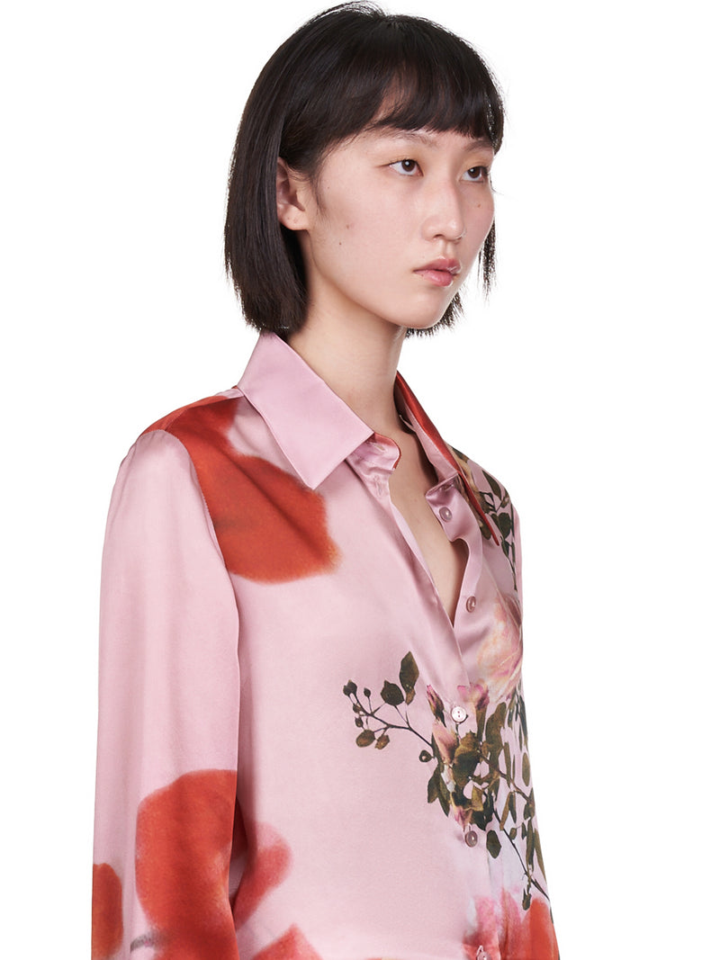 Silk Rose Print Shirt (2C03A-146-PINK)