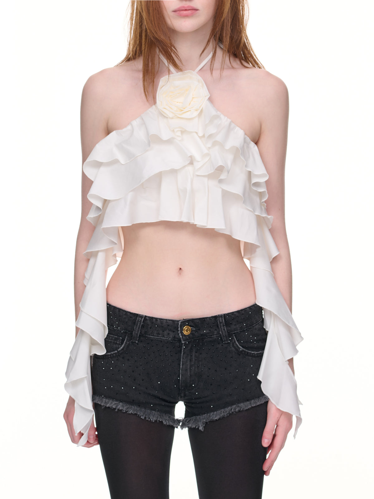 Rose Flounced Top (2C170A-N0103-BIANCO-NATURAL)