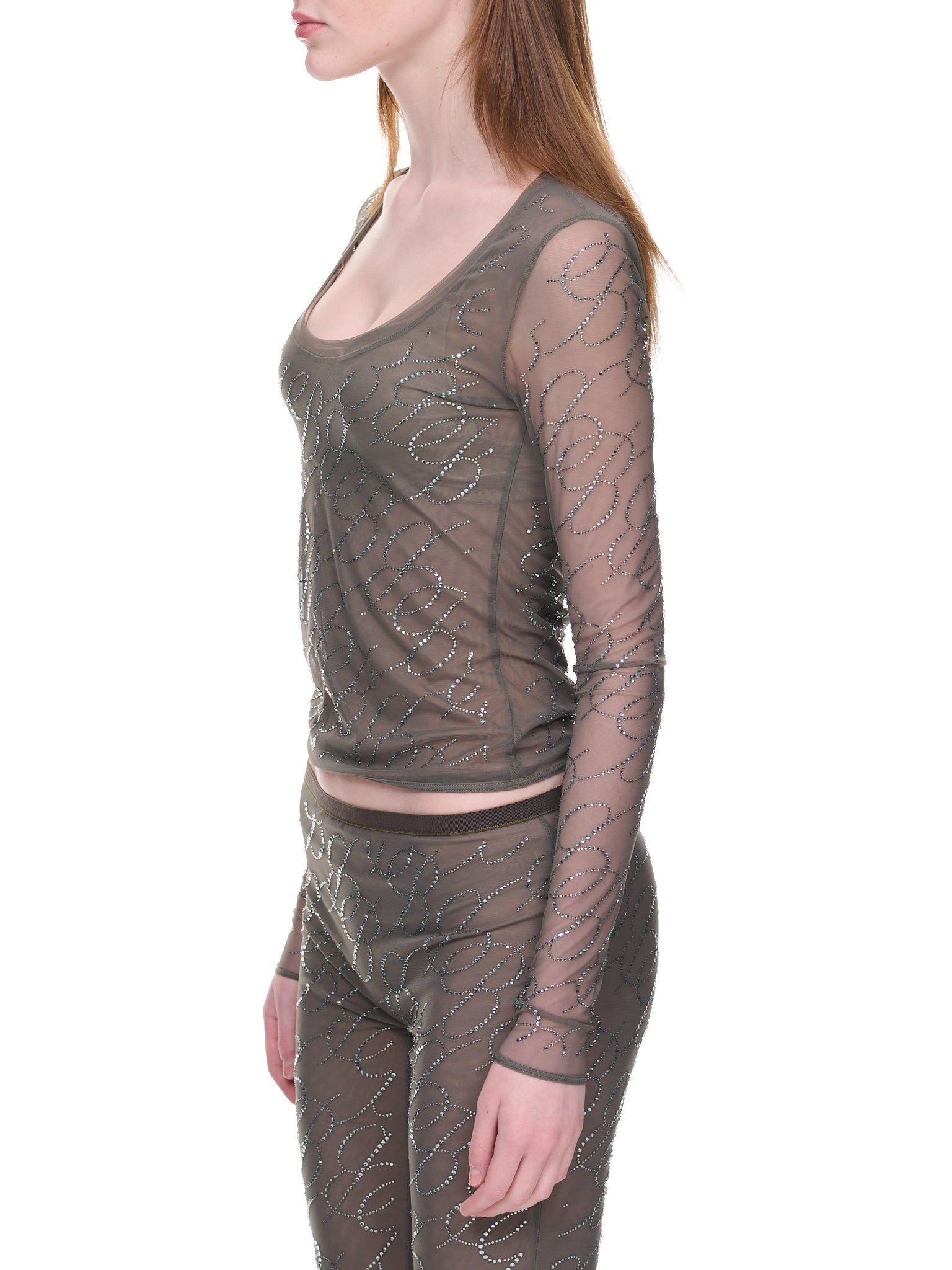 Rhinestone Logo Top (2C172A-N0567-KHAKI)