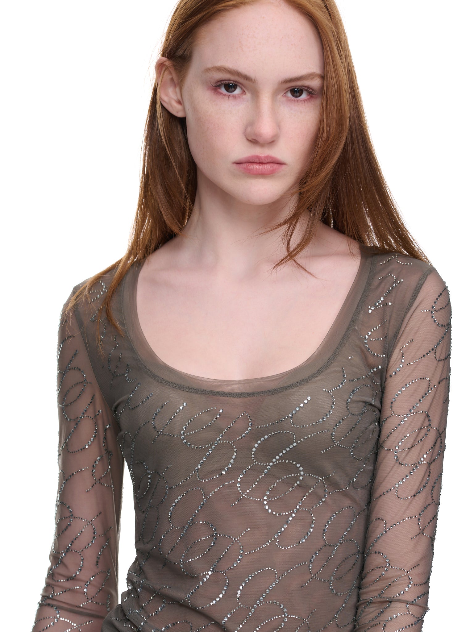 Rhinestone Logo Top (2C172A-N0567-KHAKI)