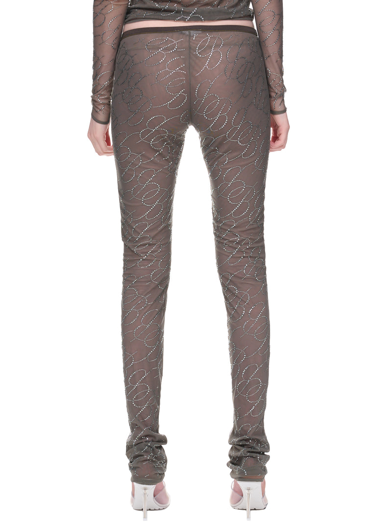 Rhinestone Logo Pants (2P074A-N0567-KHAKI)