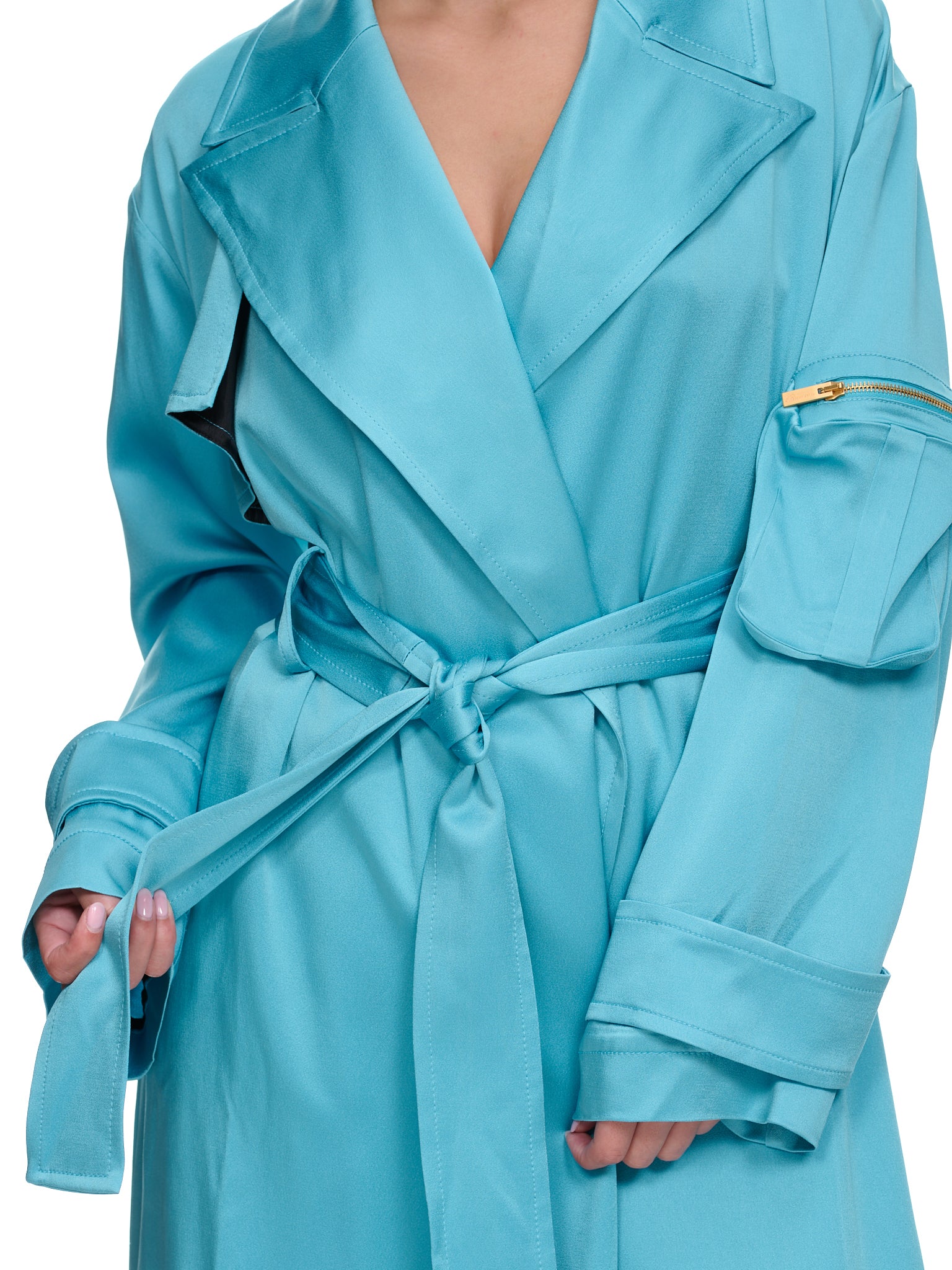 Satin Trench Coat (2S056A-N0699-BUTTERFLY)