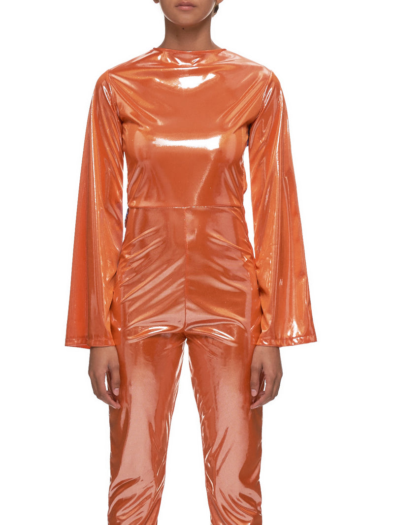 Glossy Bodysuit (36-W-ORANGE-BLUESTRIPES)