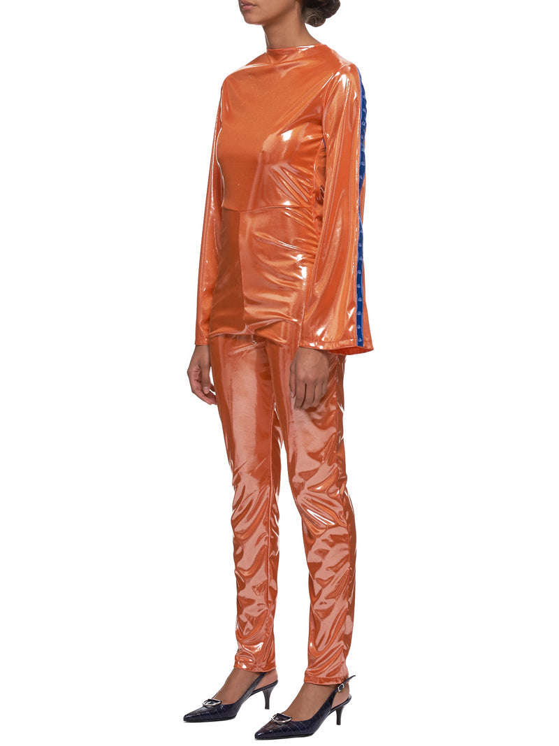 Glossy Bodysuit (36-W-ORANGE-BLUESTRIPES)