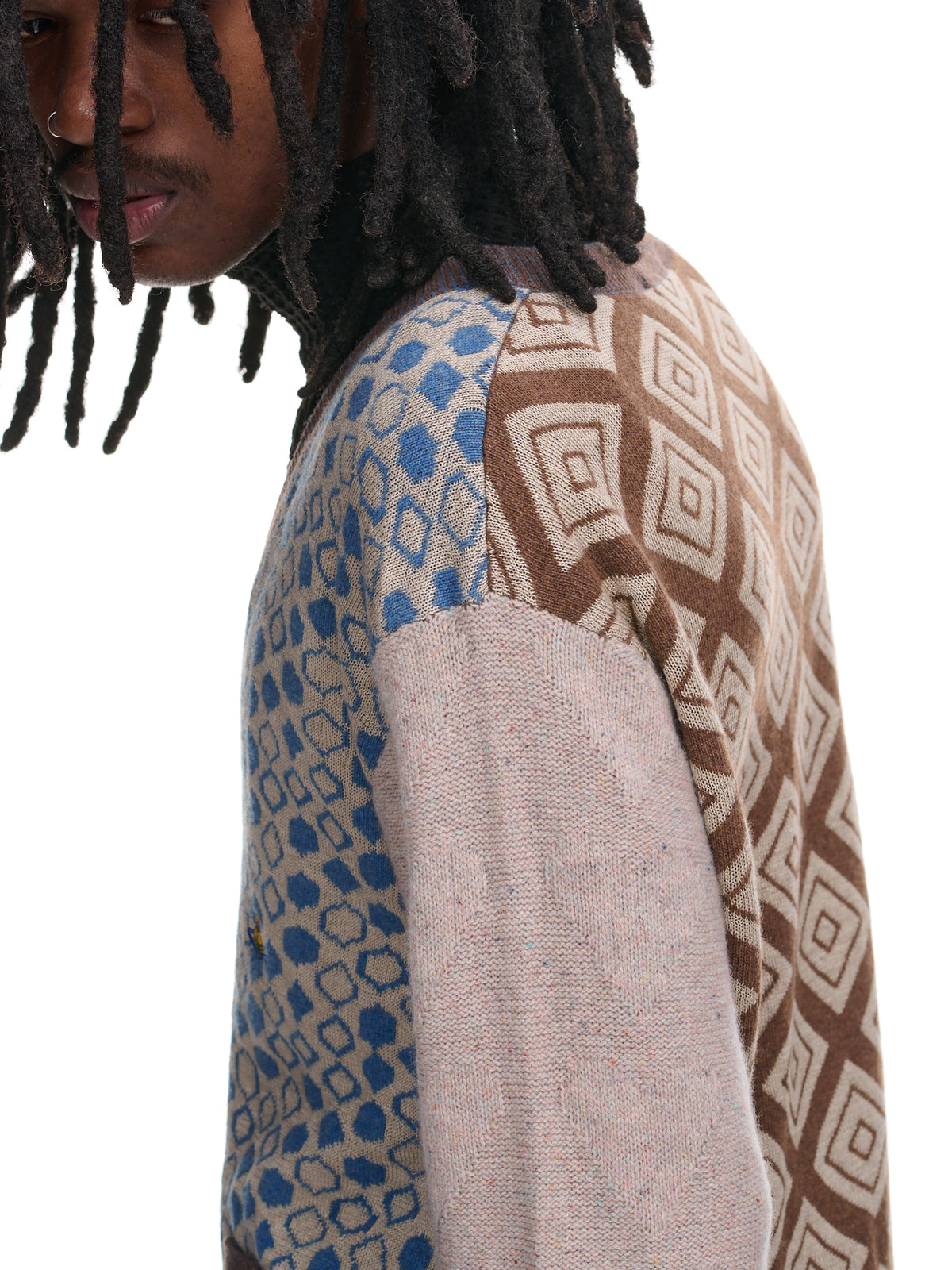 Last Patched Cardigan (3803001D-K001I-O204-BROWN-BLUE)
