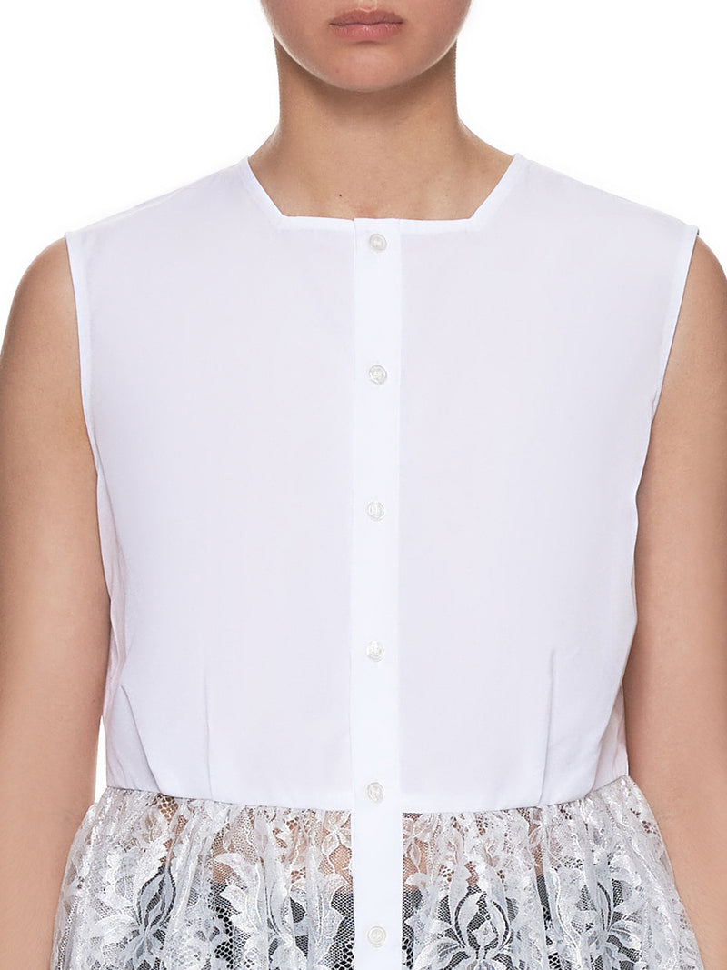 Sleeveless Lace Shirt (3C-B012-051-WHITE)