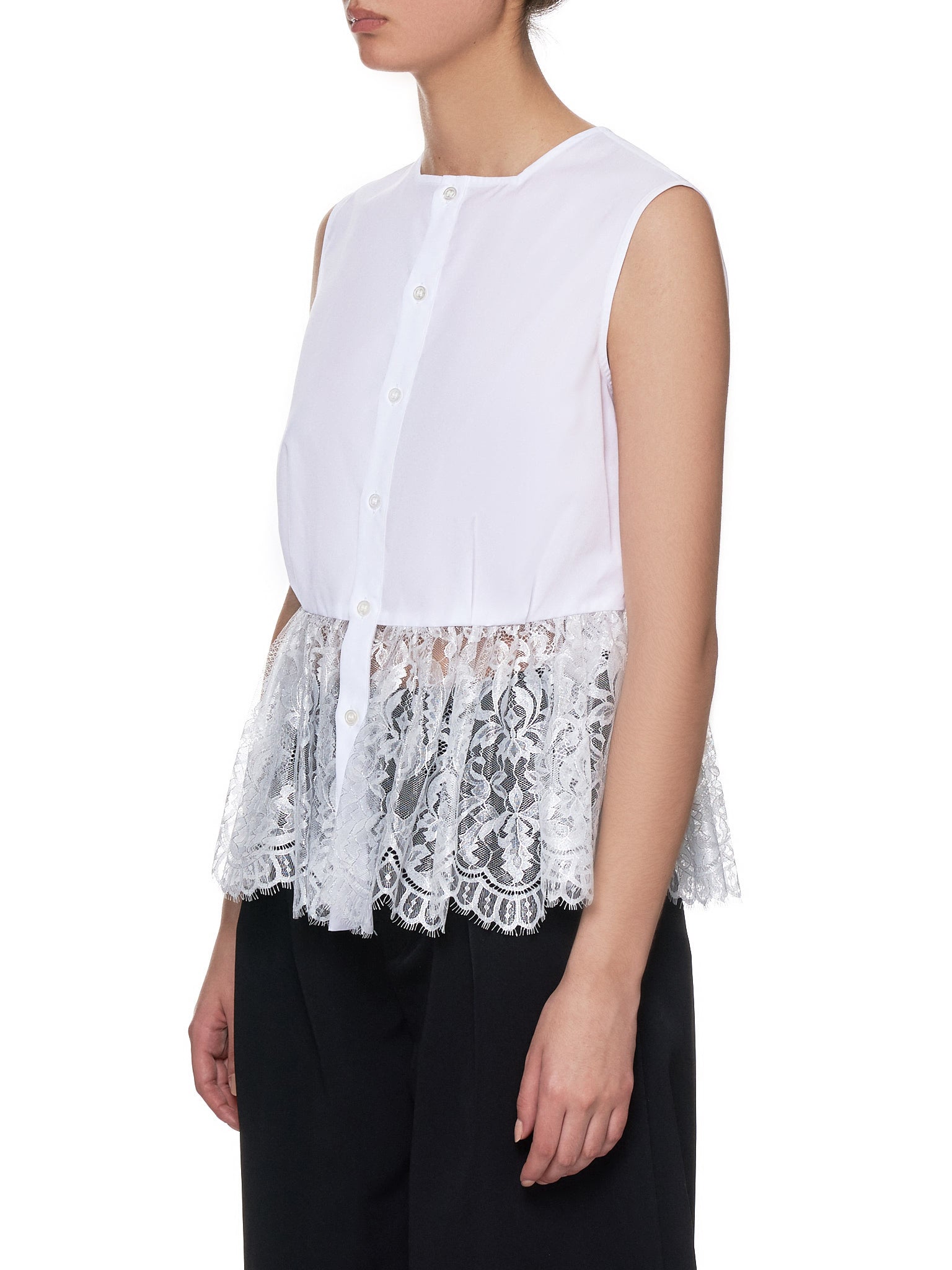 Sleeveless Lace Shirt (3C-B012-051-WHITE)