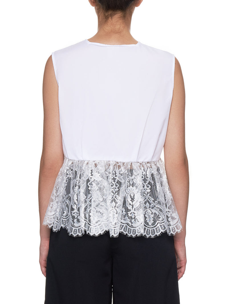 Sleeveless Lace Shirt (3C-B012-051-WHITE)