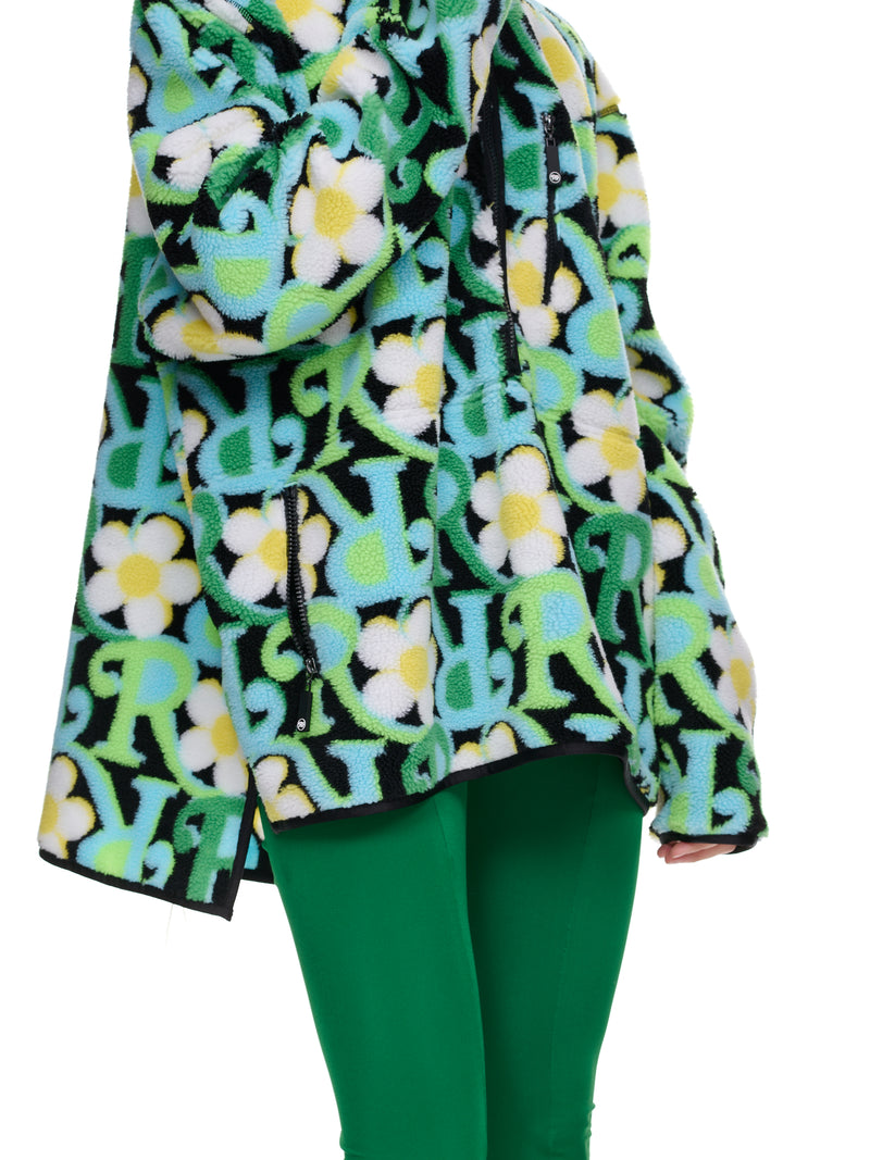 Fleece Daisy Sweater (4-L-RQ-GREEN-DAISY-PRINT)
