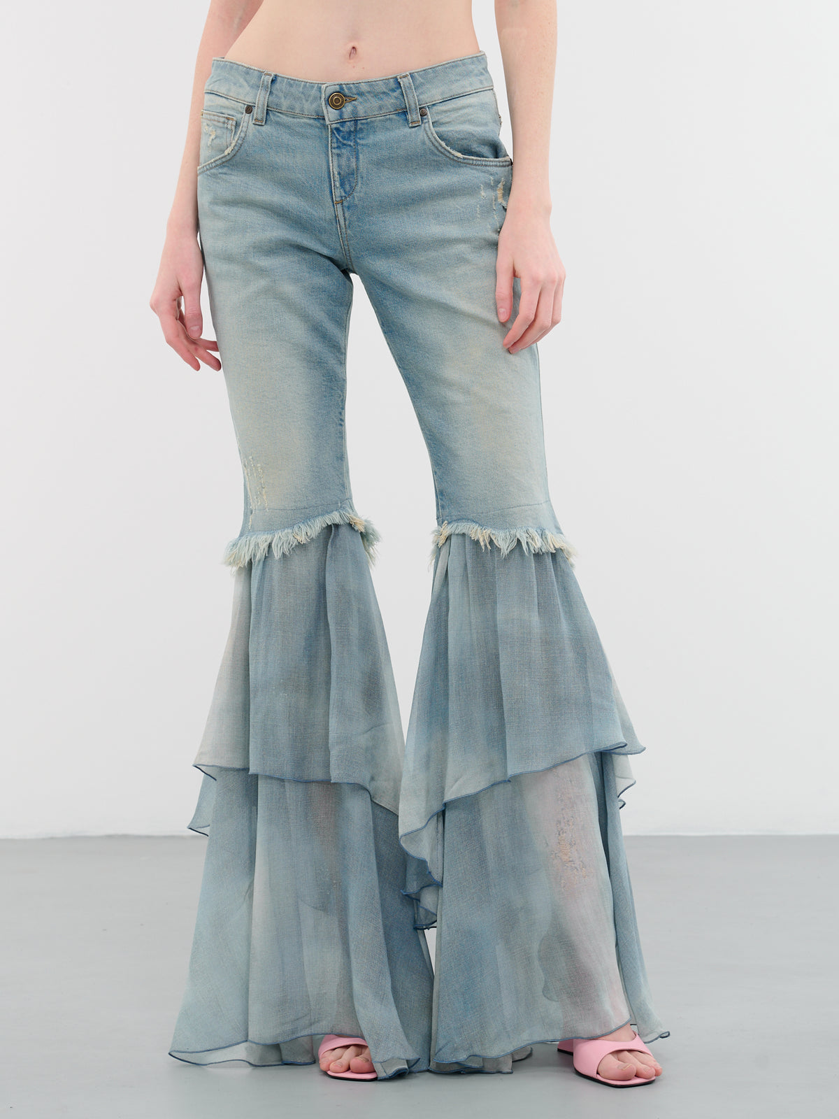 Flounce Chiffon Jeans (4J014A-C9468-TICINO-WARM-SAND)