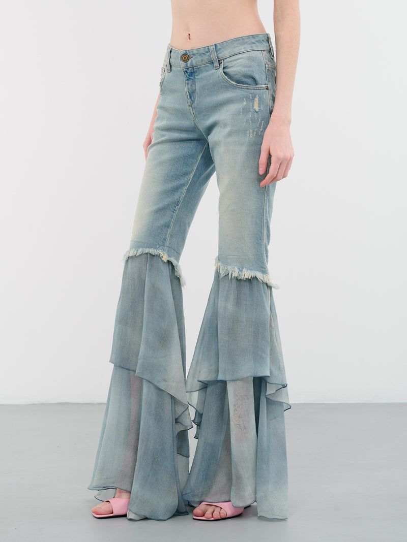 Flounce Chiffon Jeans (4J014A-C9468-TICINO-WARM-SAND)