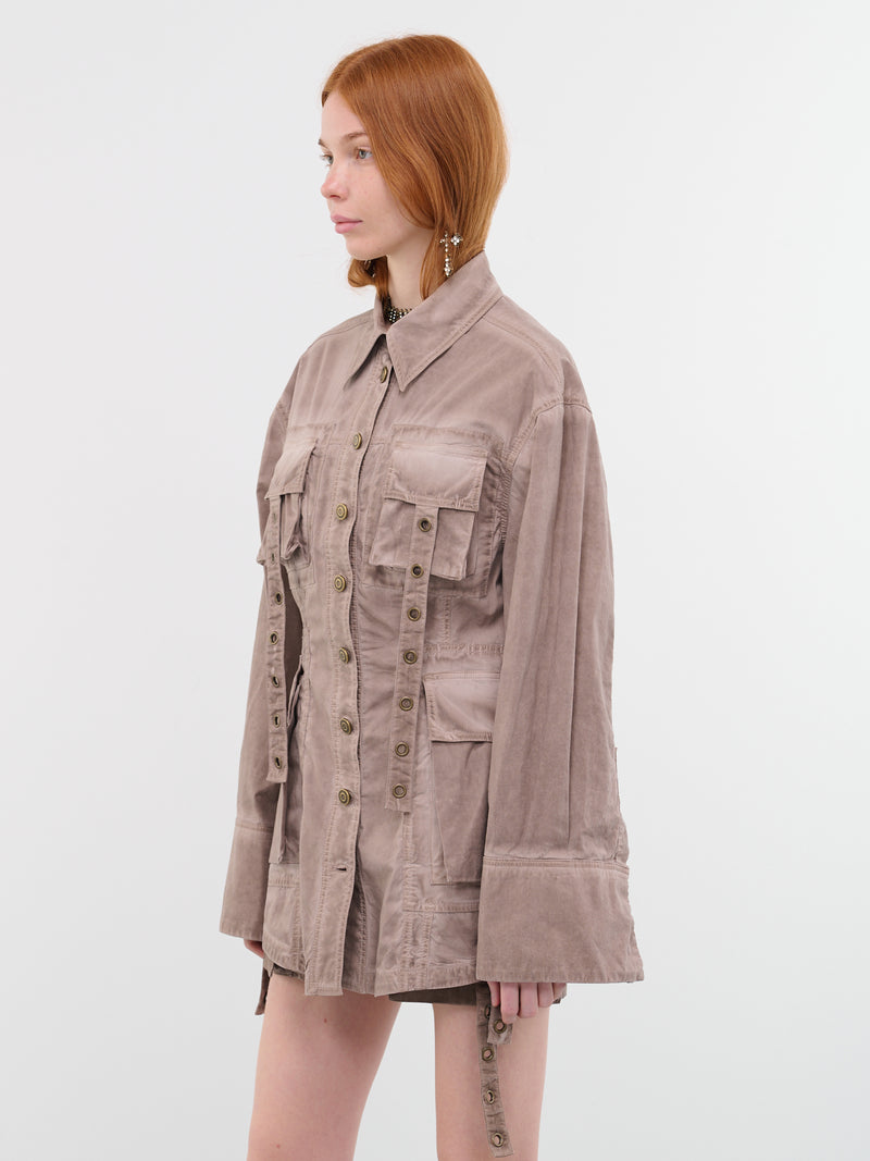 Over-Dyed Shirt Dress (4J015A-N0811-COFFEE-LIQUER)