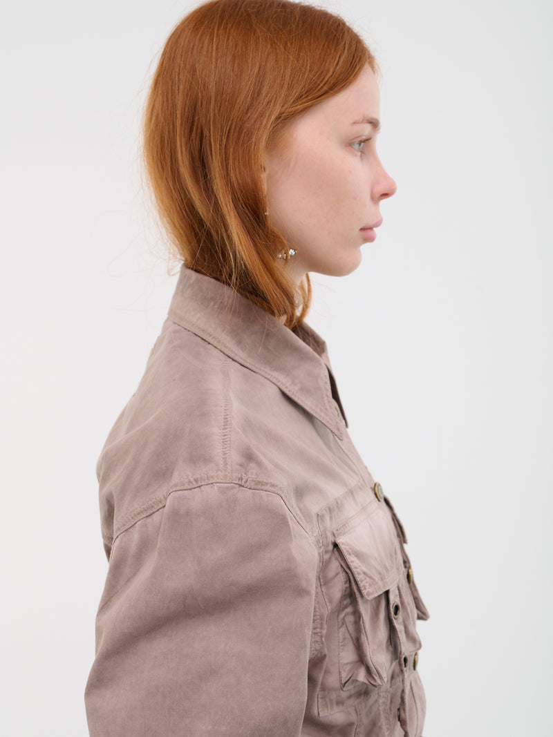 Over-Dyed Shirt Dress (4J015A-N0811-COFFEE-LIQUER)