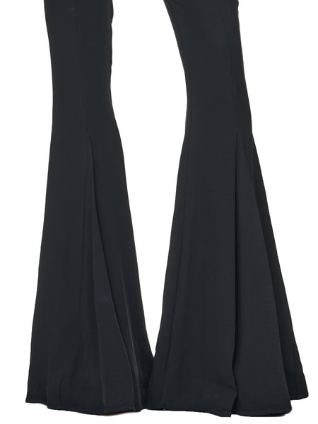 パンツ Blumarine FW25 Black cady pant (2P191A N0990) Superwide-leg Pants In Grain De Poudre Wool | Blumarine