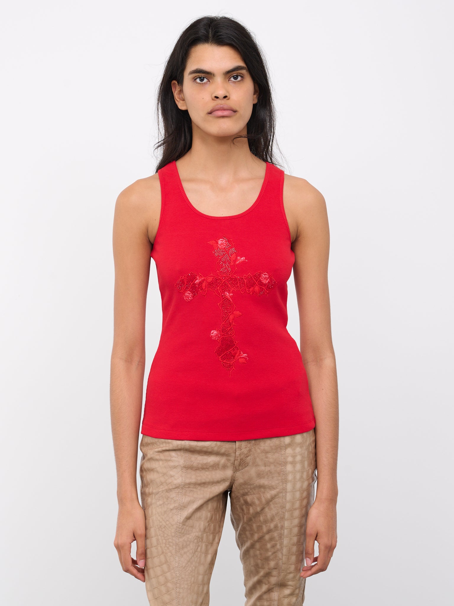 Cross Rib Tank (4T005A-N0313-LIPSTICK-RED)