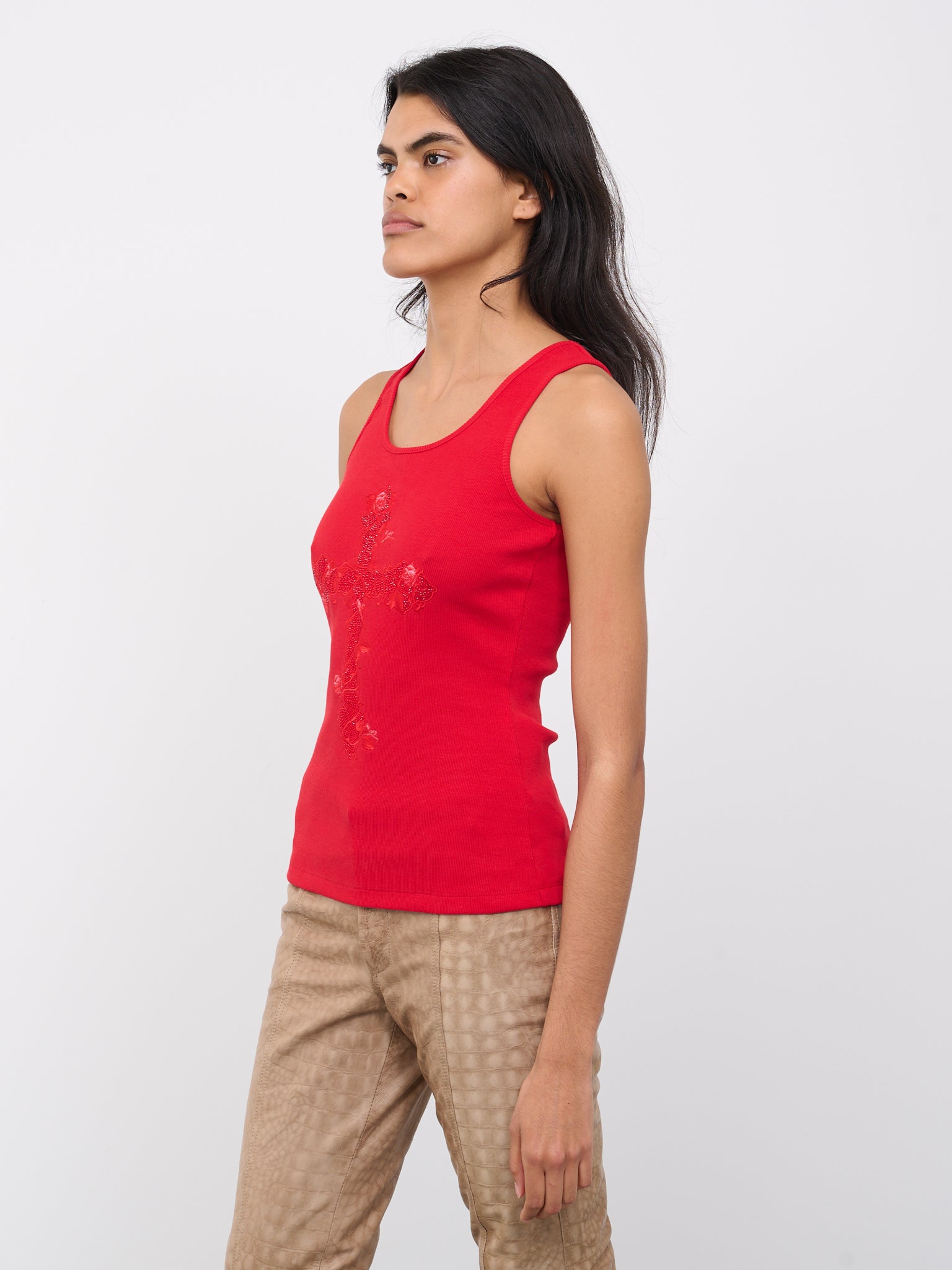 Cross Rib Tank (4T005A-N0313-LIPSTICK-RED)