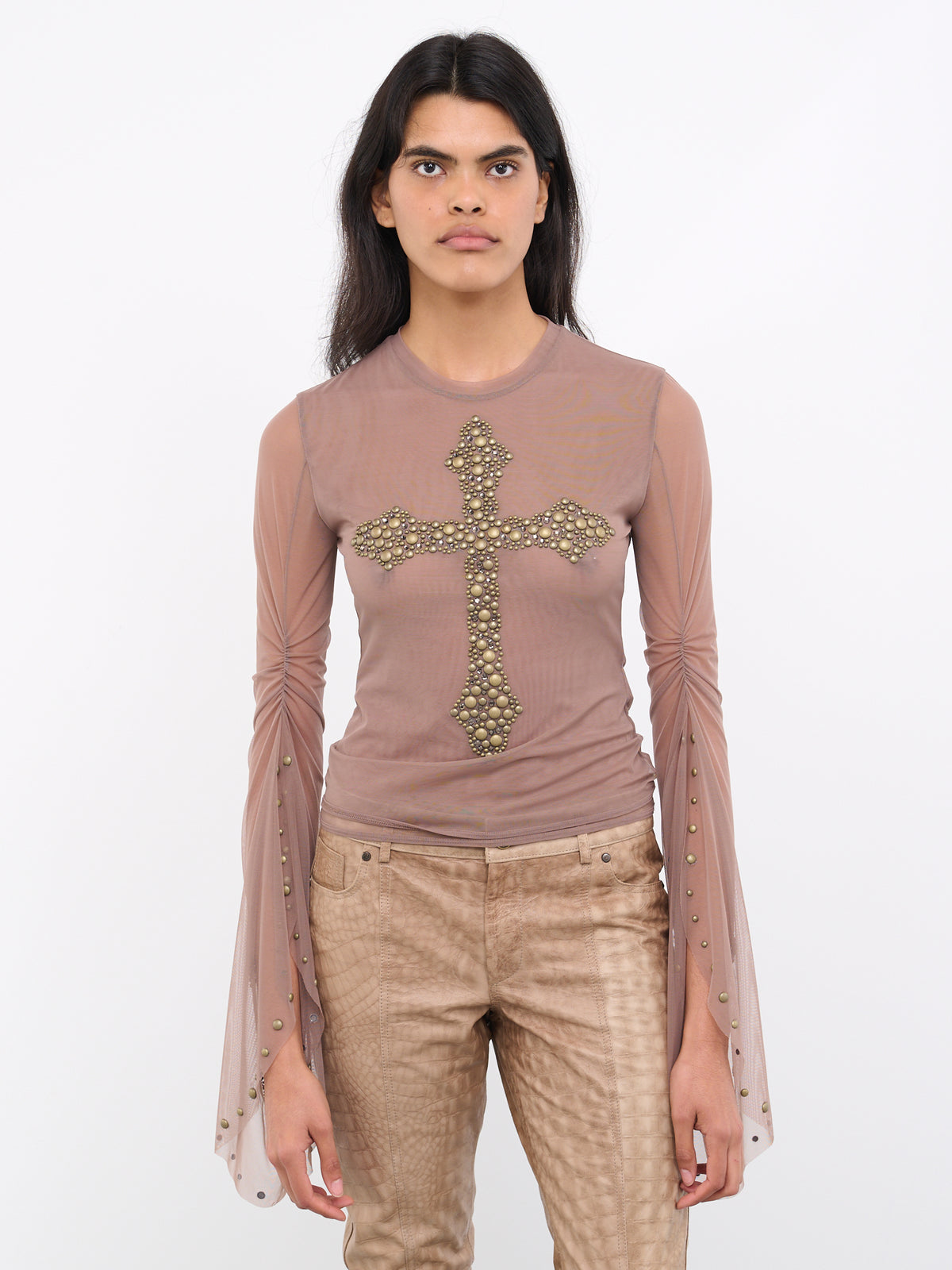 Studded Cross Tee (4T014A-N0830-DEEP-TAUPE)