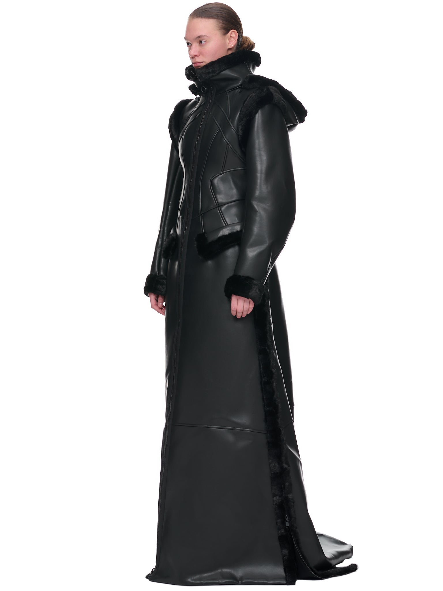 Leather Zip Coat (56S00842-1T006105-BLACK)