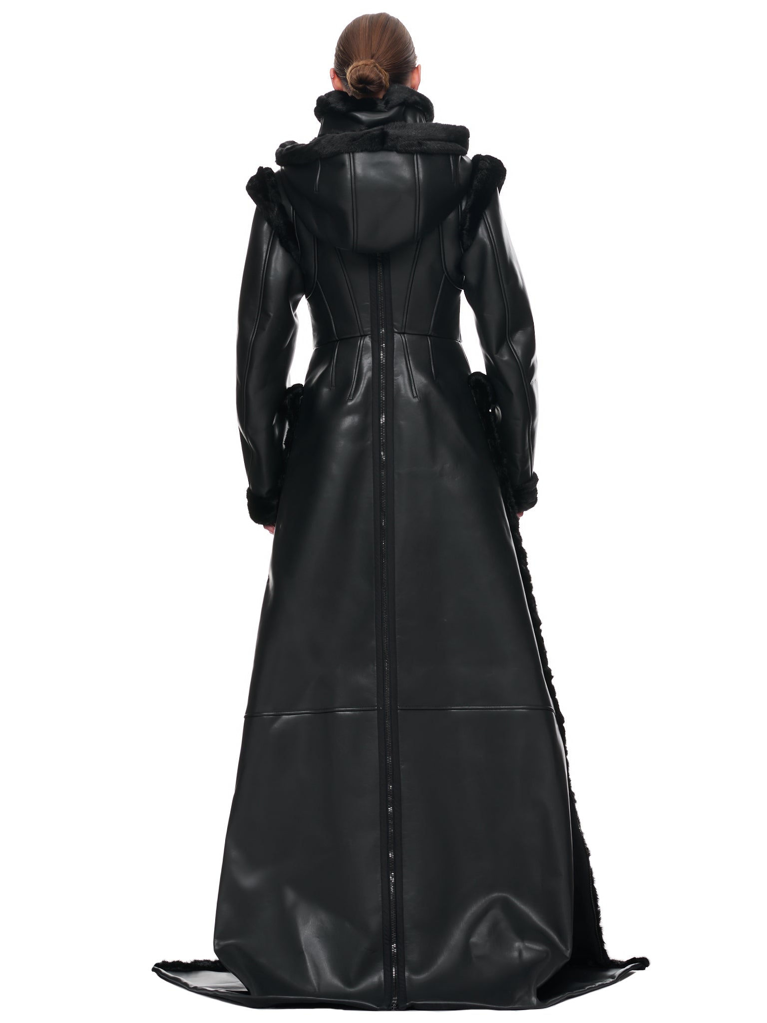 Leather Zip Coat (56S00842-1T006105-BLACK)