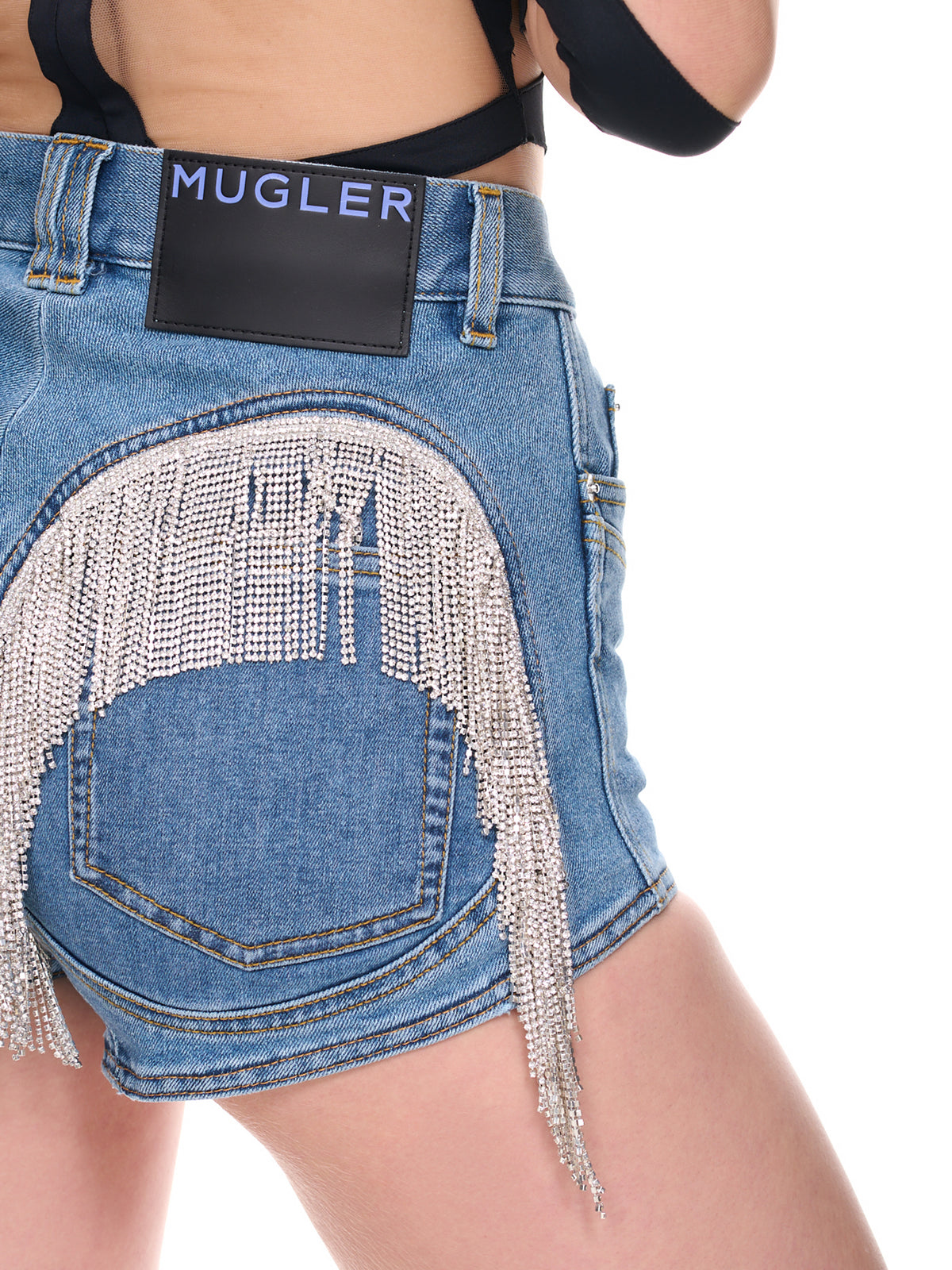 Crystal Fringe Shorts (6PA0365267-B6403-MEDIUM-BLUE-M)