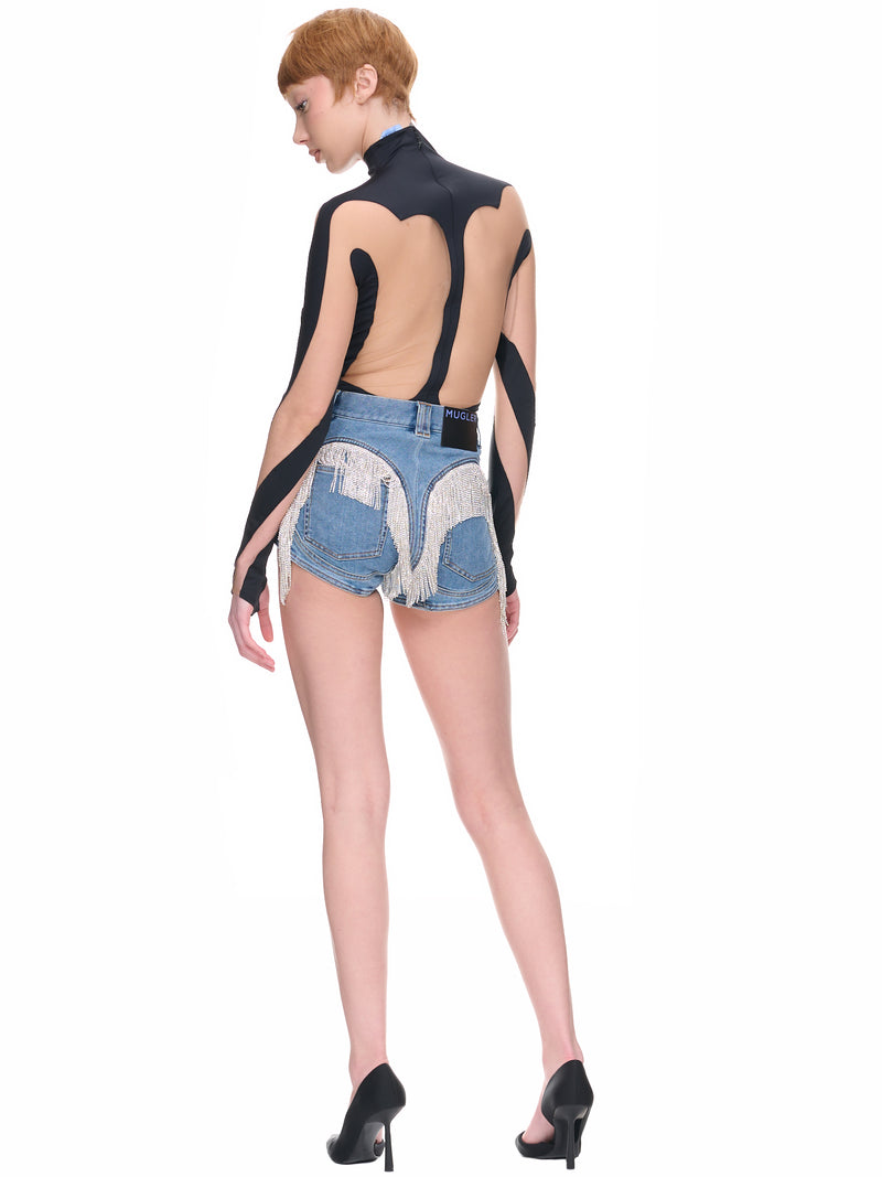 Crystal Fringe Shorts (6PA0365267-B6403-MEDIUM-BLUE-M)