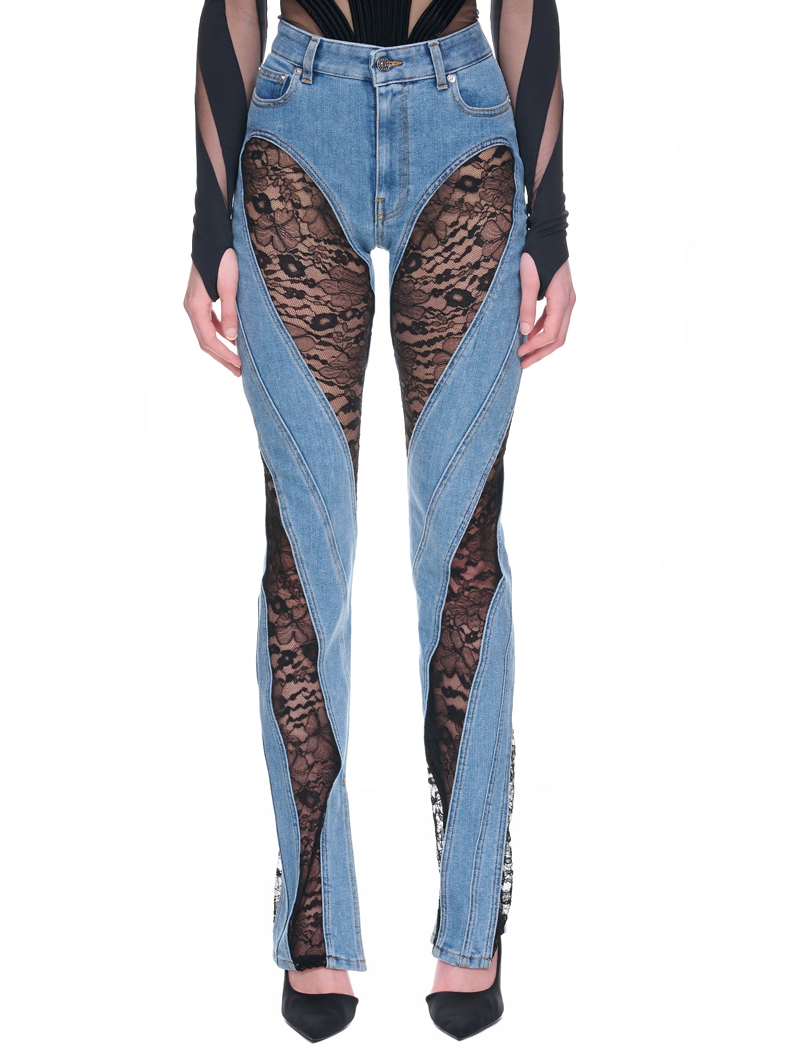 Lace Illusion Jeans (6PA0371265-3074-MEDIUM-BLUE-BL)