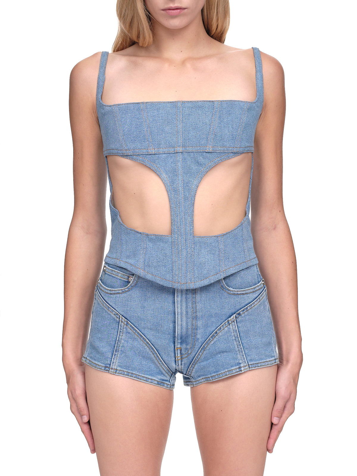 Mugler Illusion Denim Corset | H.Lorenzo - front