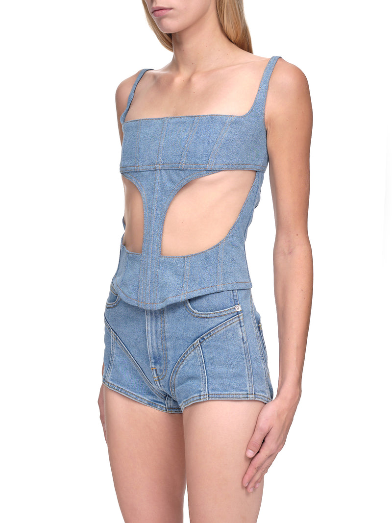 Mugler Illusion Denim Corset | H.Lorenzo - side