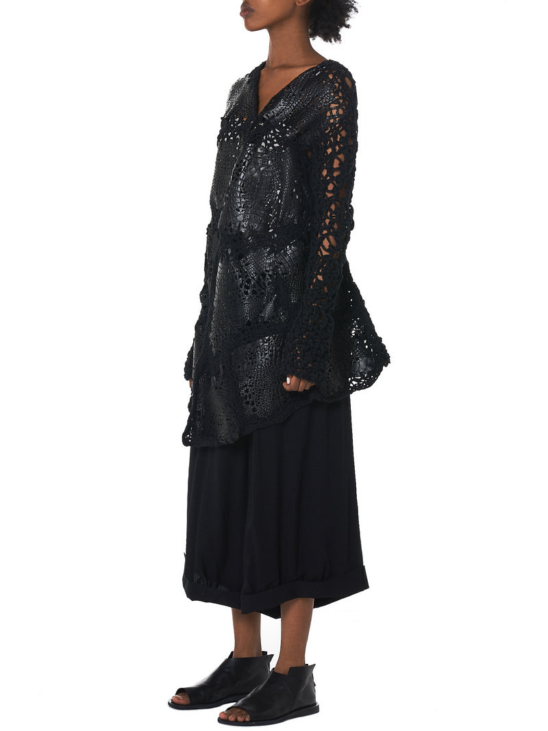 Alessandra Marchi Alligator Leather Cardigan - Hlorenzo Side