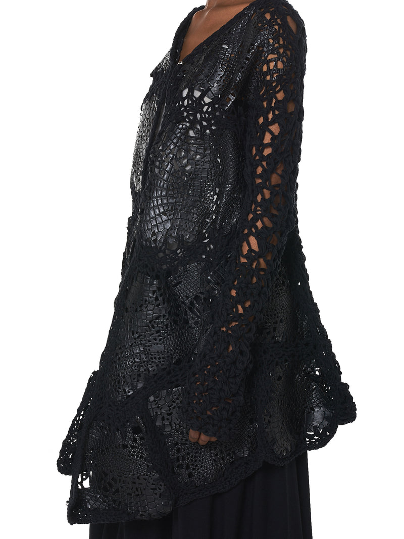 Alessandra Marchi Alligator Leather Cardigan - Hlorenzo Detail 4