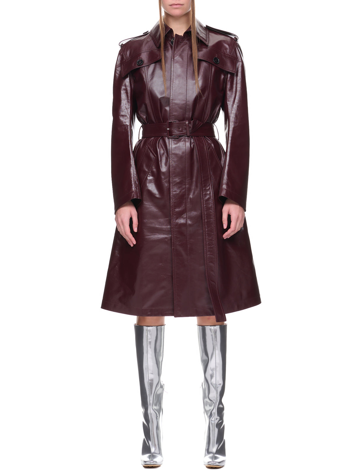 Leather Coat (724484VKLC0-RED-WHITE)
