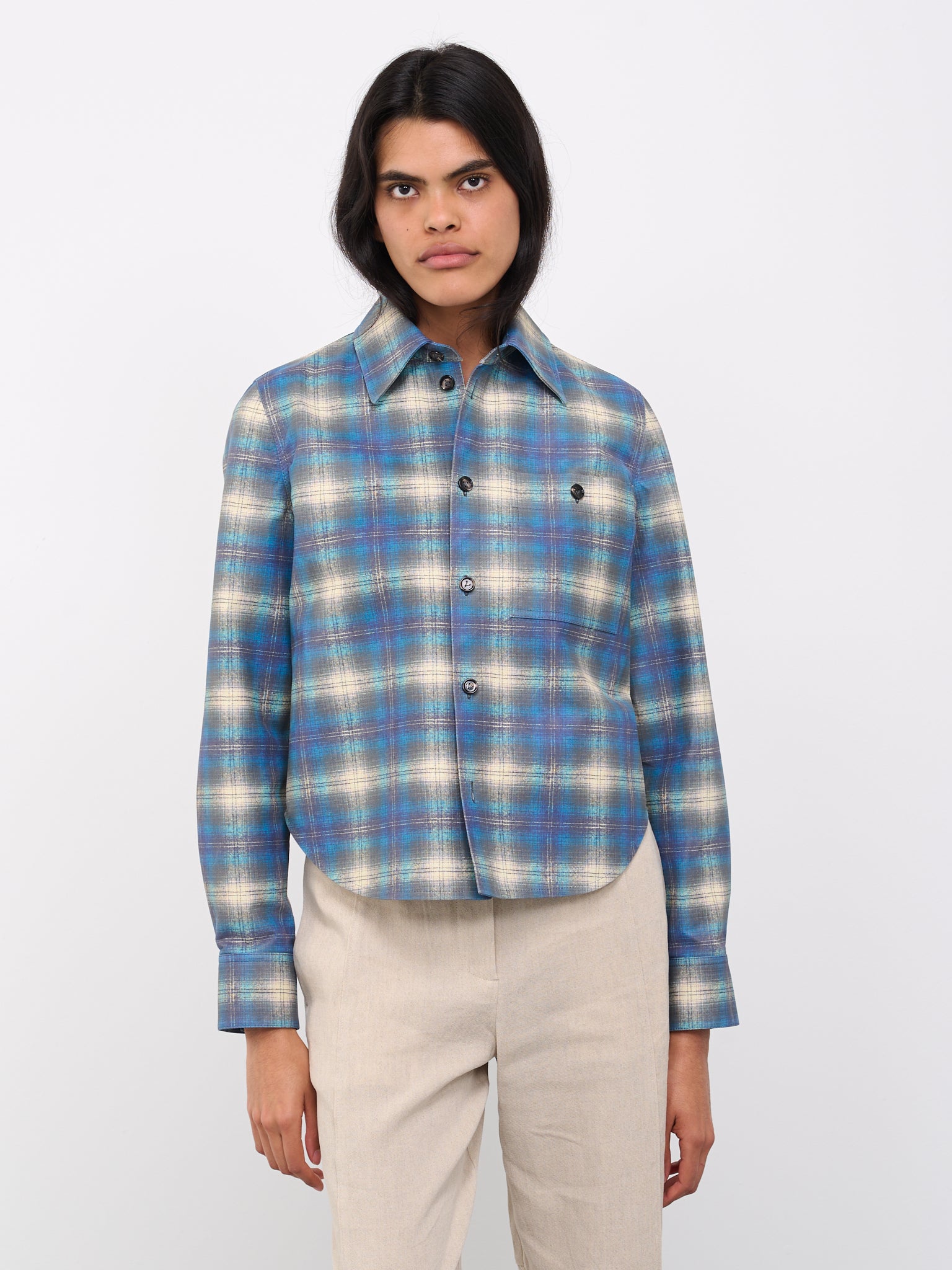 Printed-Flannel Leather Shirt (743727V2QG0-4116-MULTI-LIGHT-B)