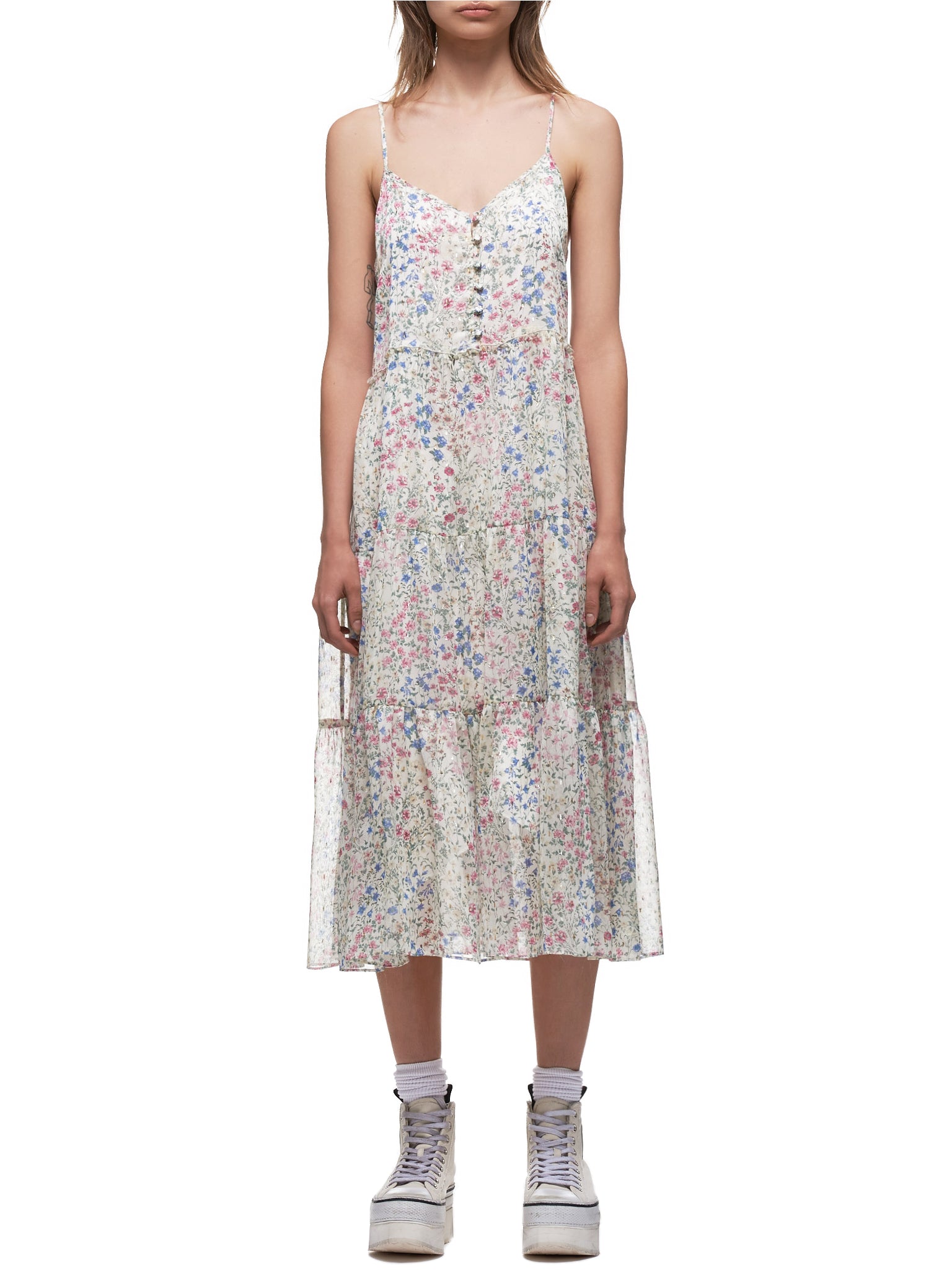 Midi Tiered Slip Dress (7657L-269L-ECRU-FLORAL)