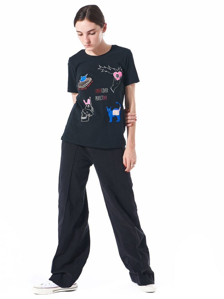 Casual French Terry Palazzo Trouser (FW16W-048 BLACK) - H. Lorenzo