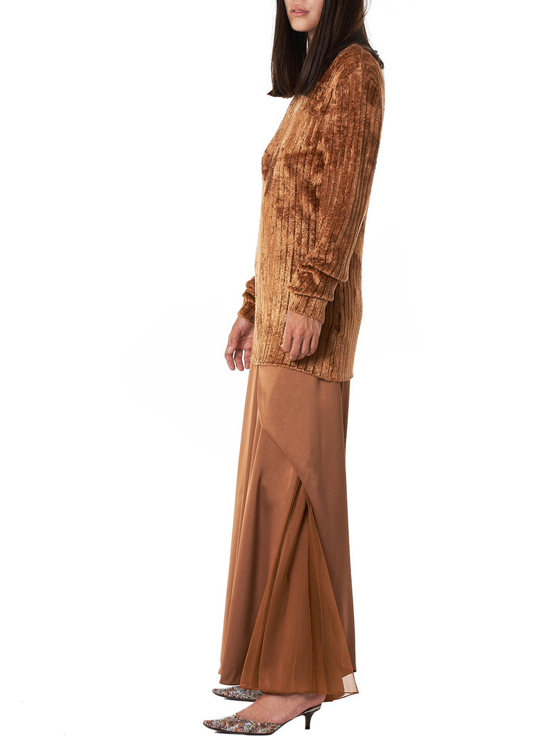 ‘Leona’ V-neck Tulle Layered Dress (9BS5051-TOFFEE)