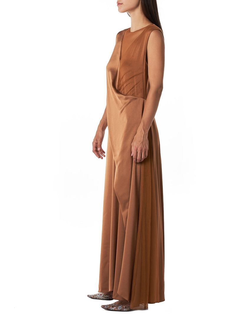 ‘Leona’ V-neck Tulle Layered Dress (9BS5051-TOFFEE)