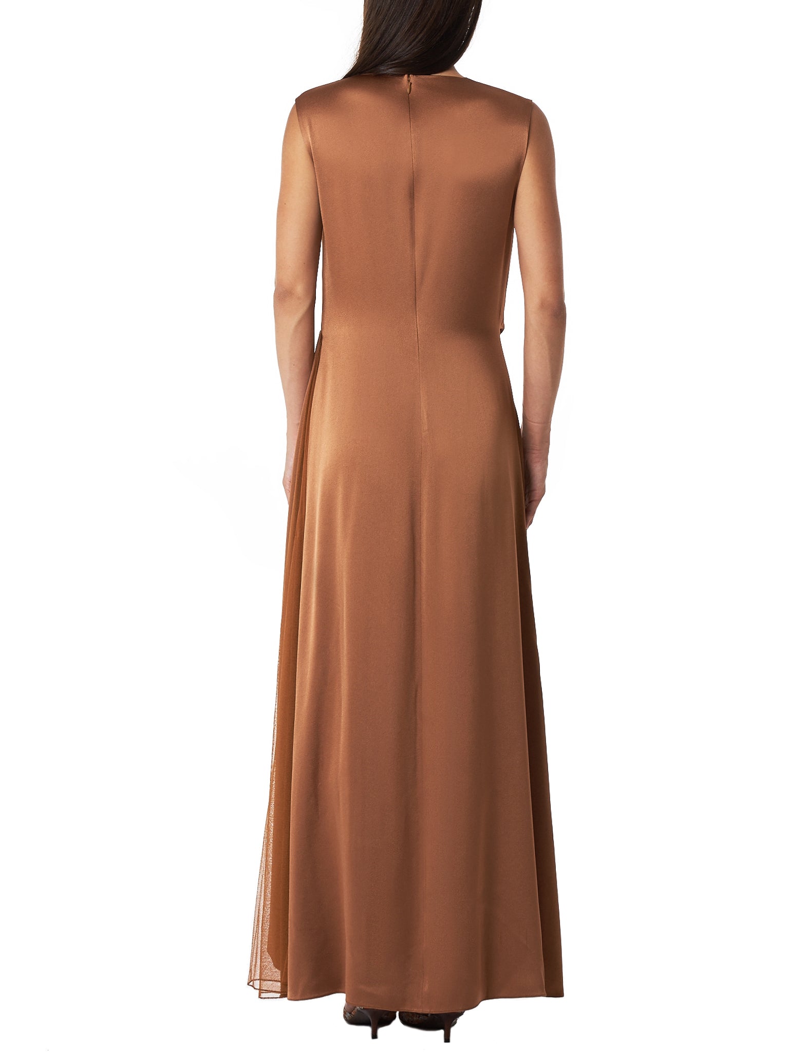 ‘Leona’ V-neck Tulle Layered Dress (9BS5051-TOFFEE)