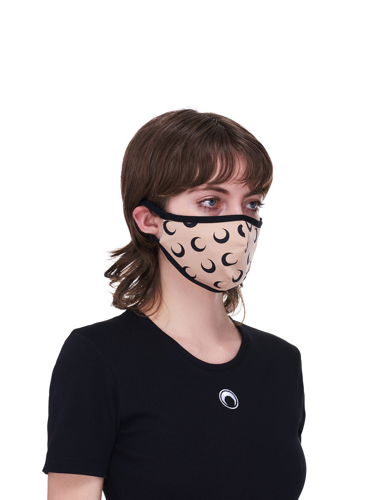 Tan & Black Allover Moon Daily Wear Mask (A059ICONX-JERPA0001-TAN-BLACK)