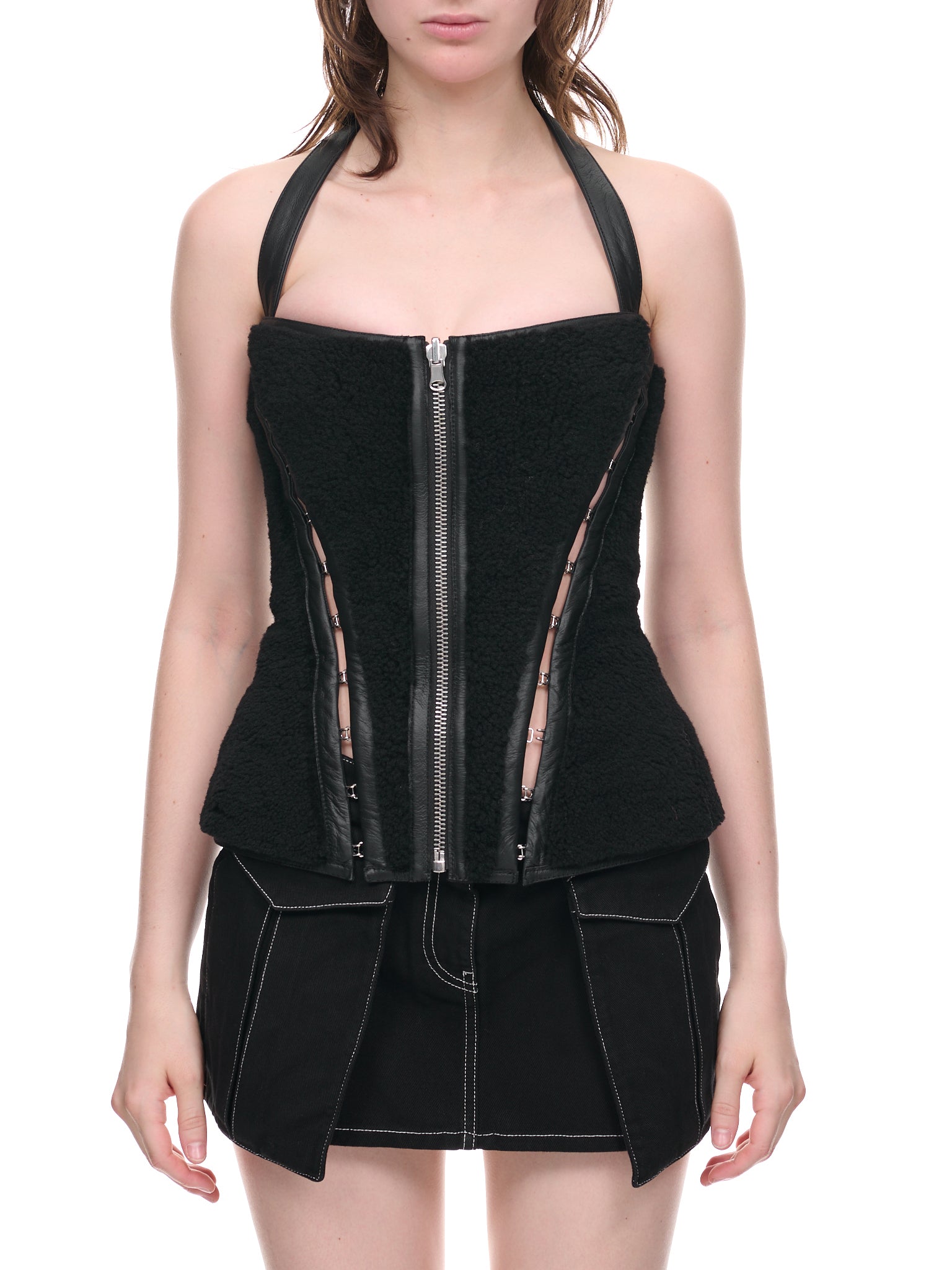 Reversible Shearling Corset (A3567-BLACK)