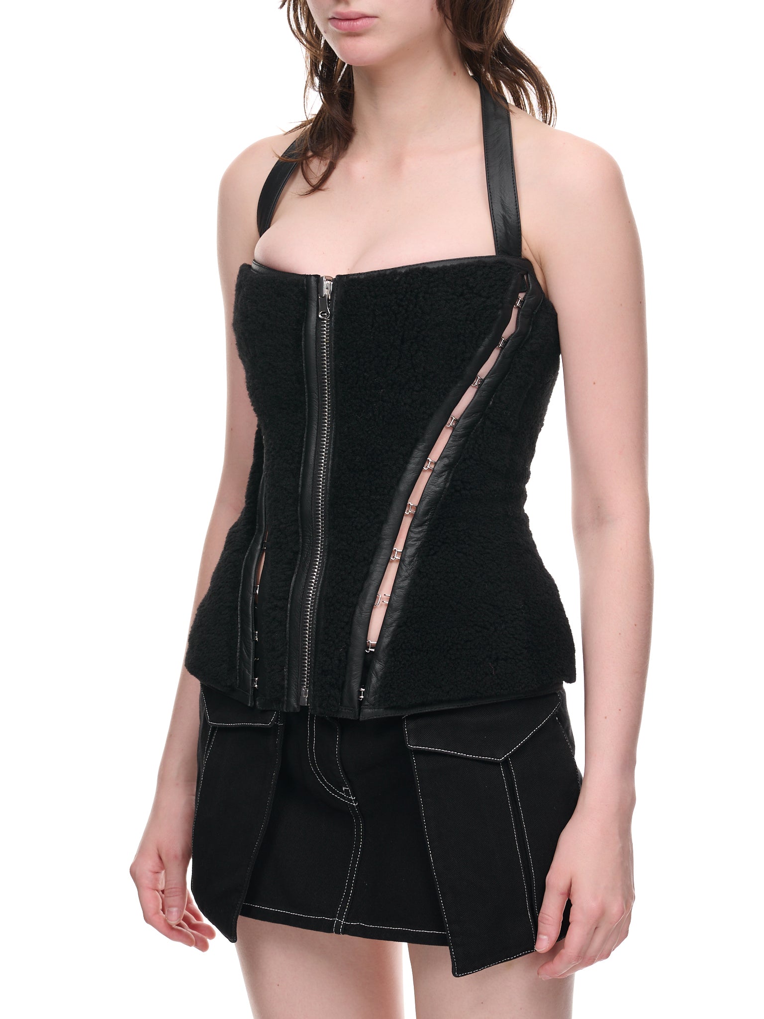 Reversible Shearling Corset (A3567-BLACK)