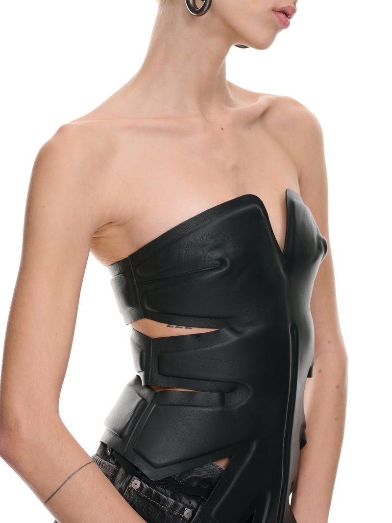 Black Padded Leaf Corset (A3581R23-1000-BLACK)