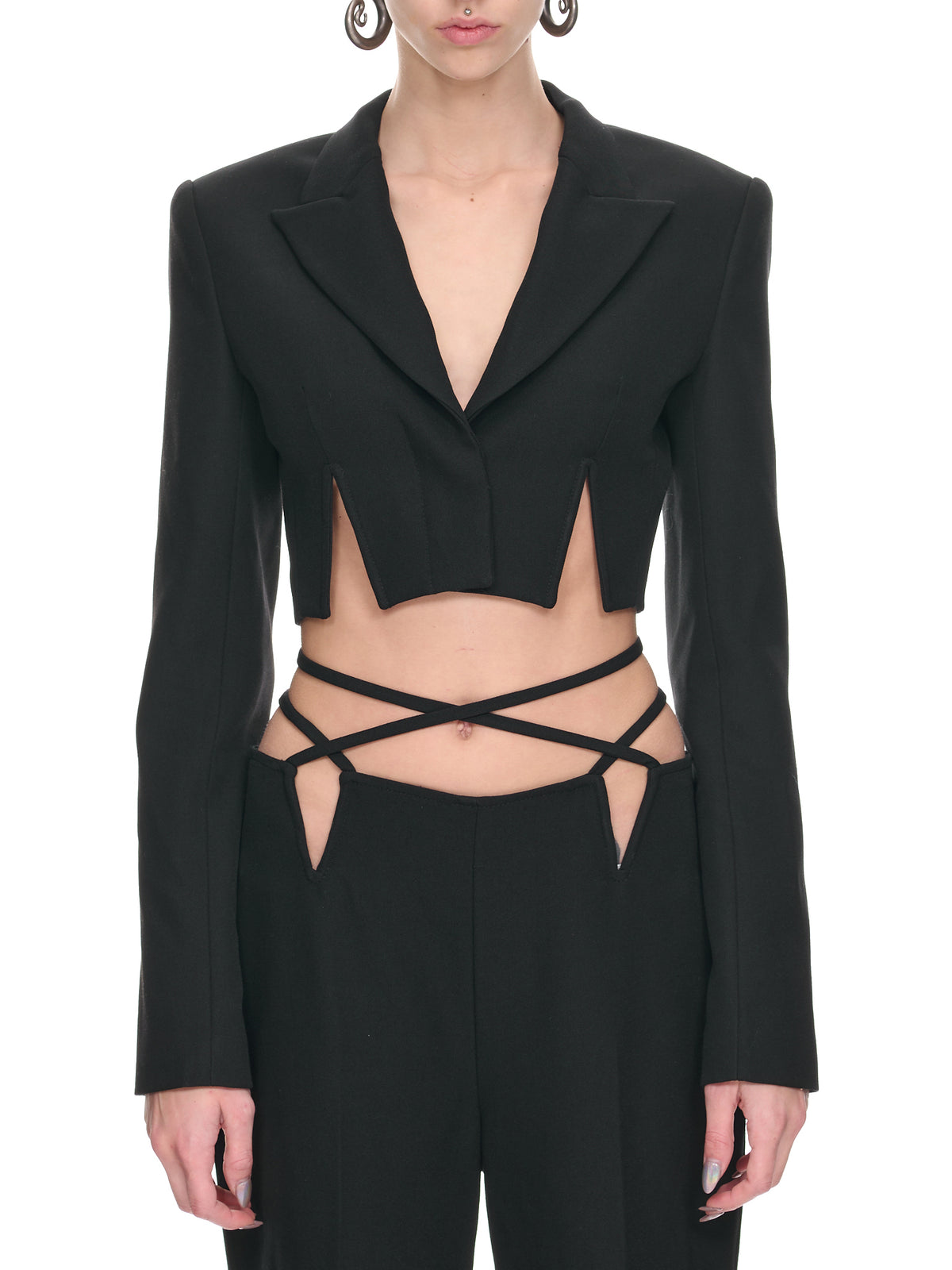 Cropped V-Wire Blazer (A4203R23-BLACK)