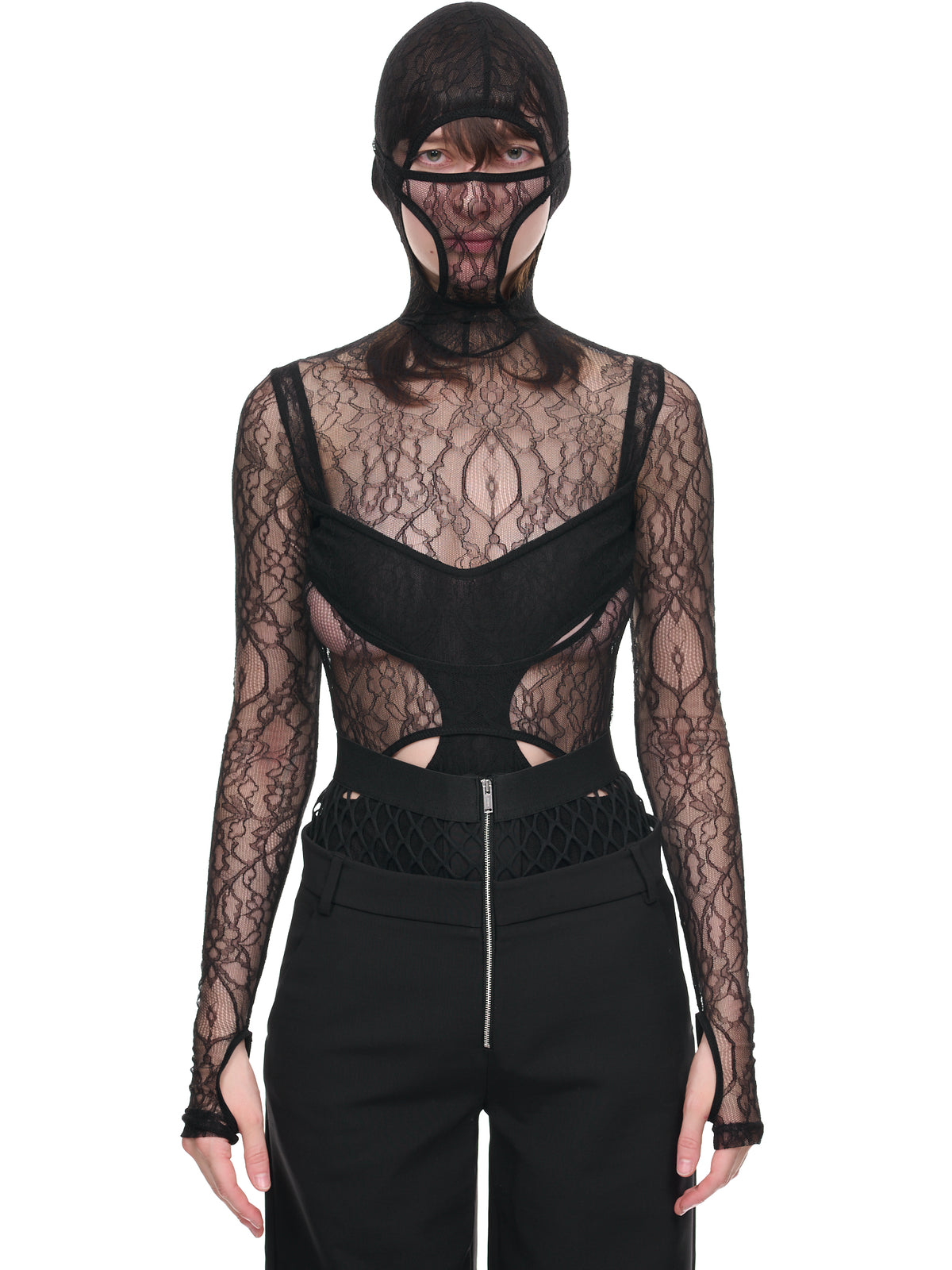 Visceral Lace Masked Bodysuit (A9873-BLACK)