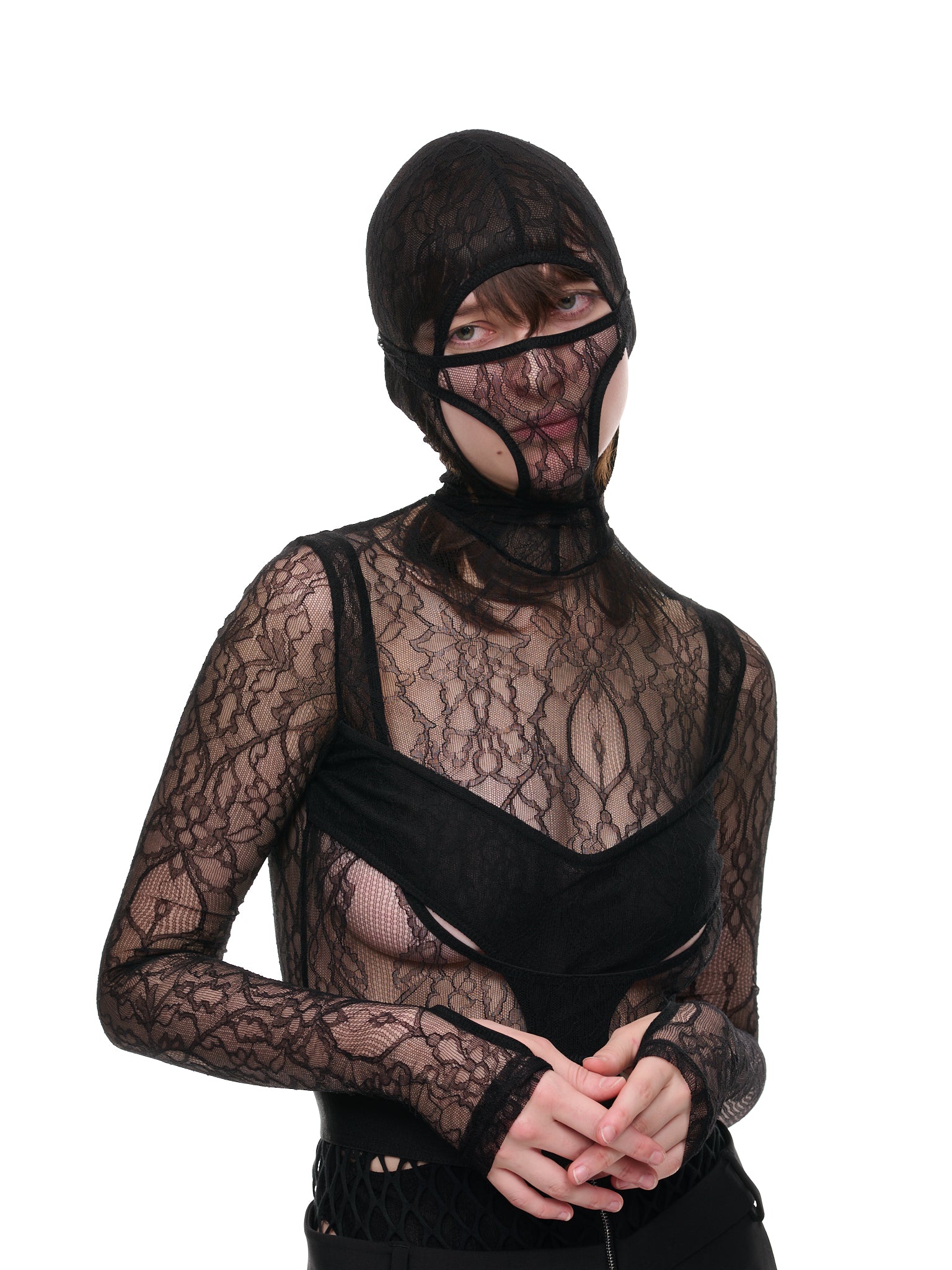 Visceral Lace Masked Bodysuit (A9873-BLACK)