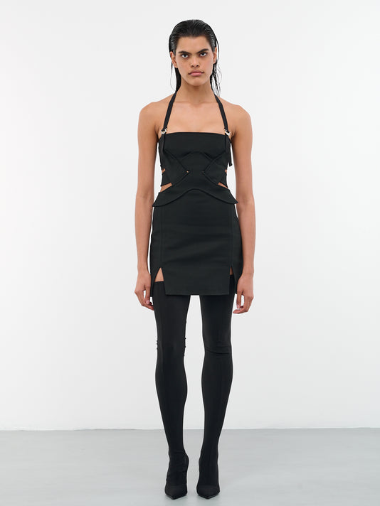 dion lee stitch tuck mini dress DION LEE CONTOUR STITCH MINI DRESS, IVORY, Size