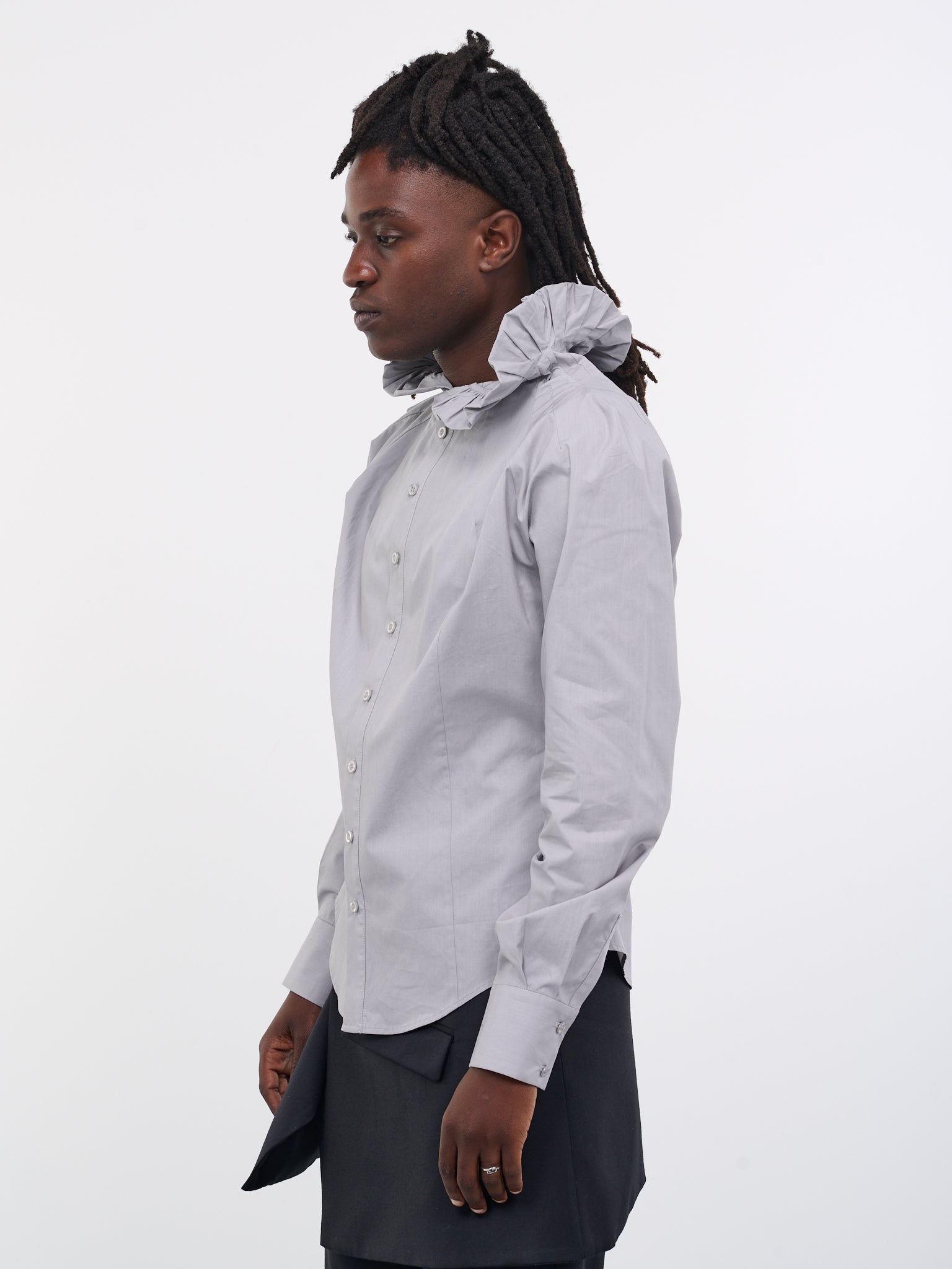 Pleated Collar Shirt (AE23SH01-GREY)