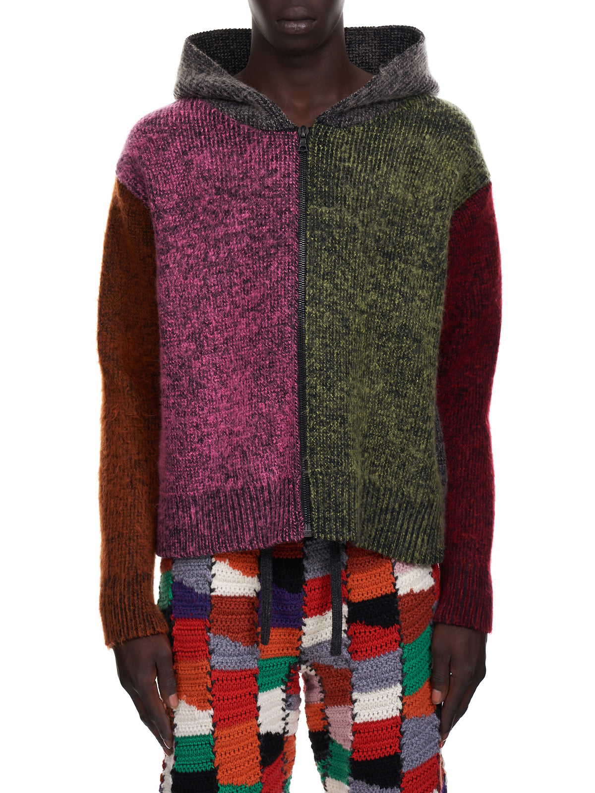 AGR Multi-Tone Knit Hoodie | H. Lorenzo - front