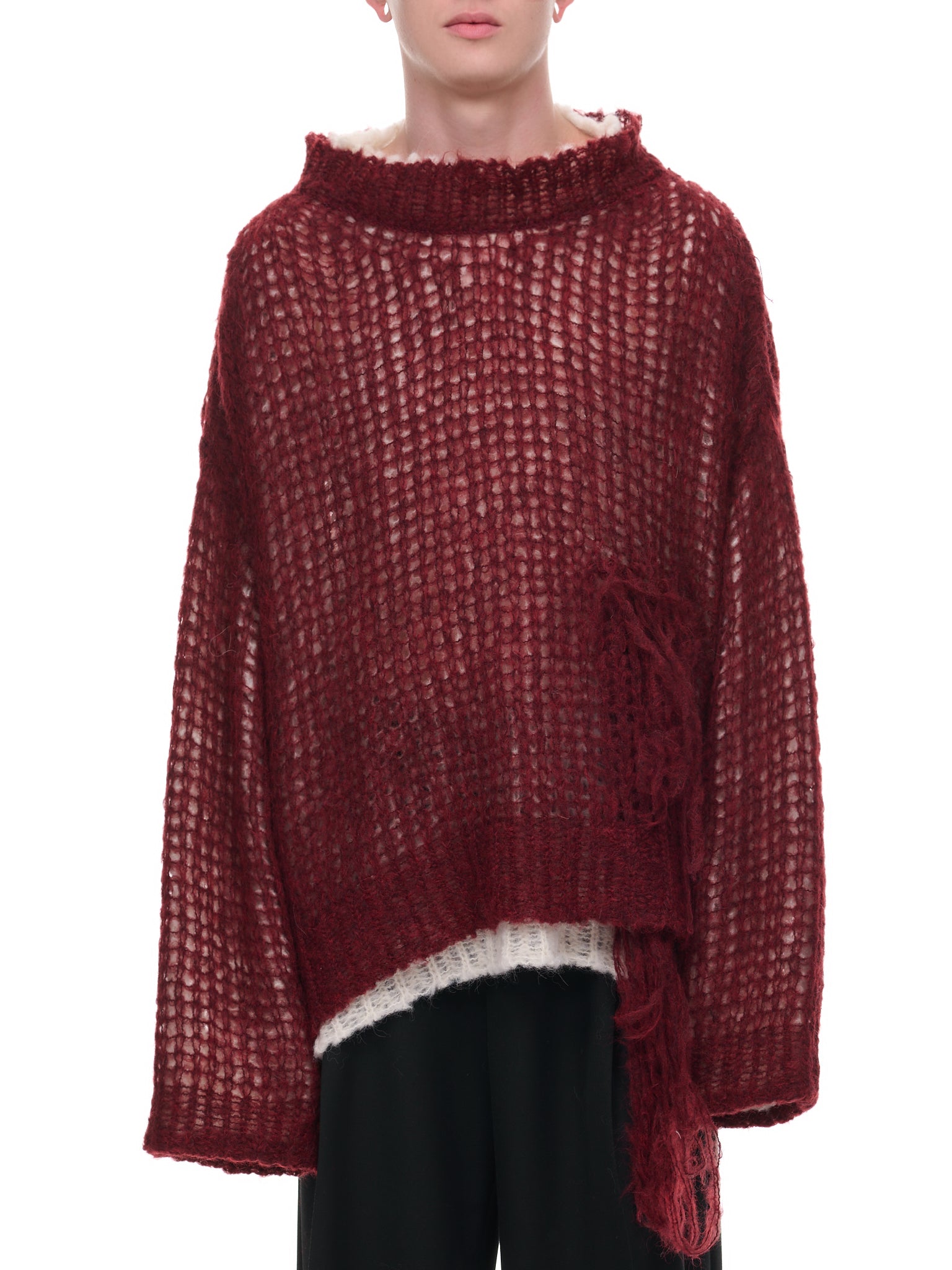 Lance Stitch Double Layer Sweater (AR03N008-NATURAL-RED-MIX)