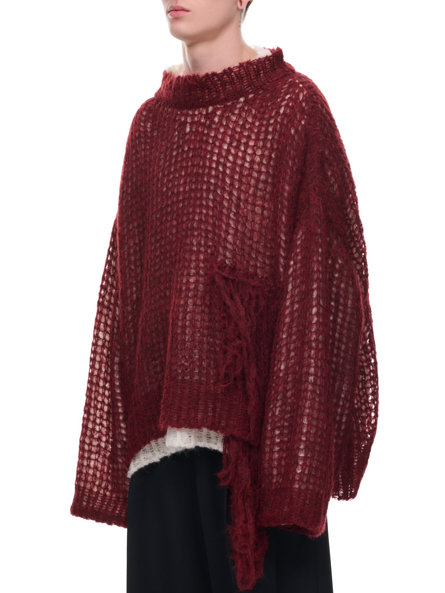 Lance Stitch Double Layer Sweater (AR03N008-NATURAL-RED-MIX)