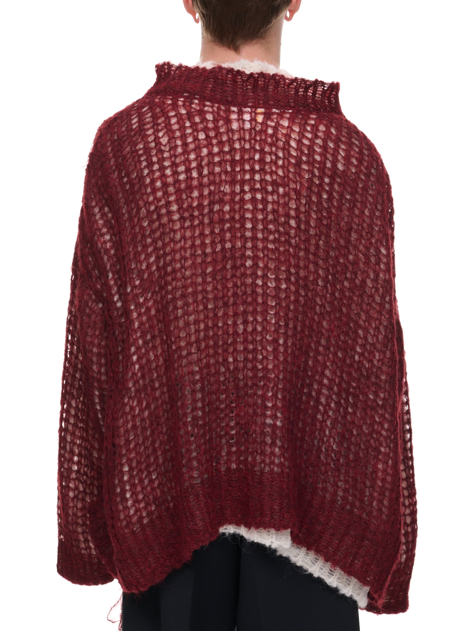 Lance Stitch Double Layer Sweater (AR03N008-NATURAL-RED-MIX)